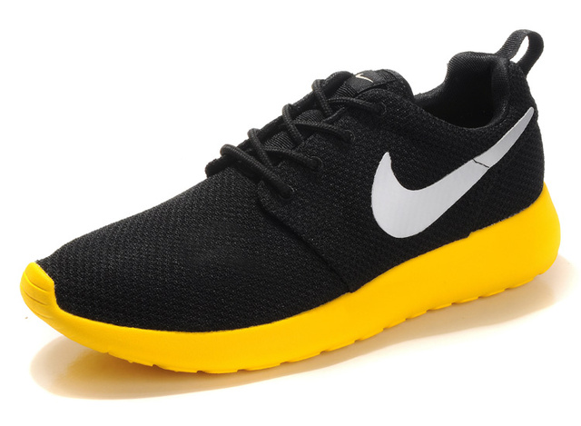 nike Roshe running chaussures hommes blancs jaune noir (4)